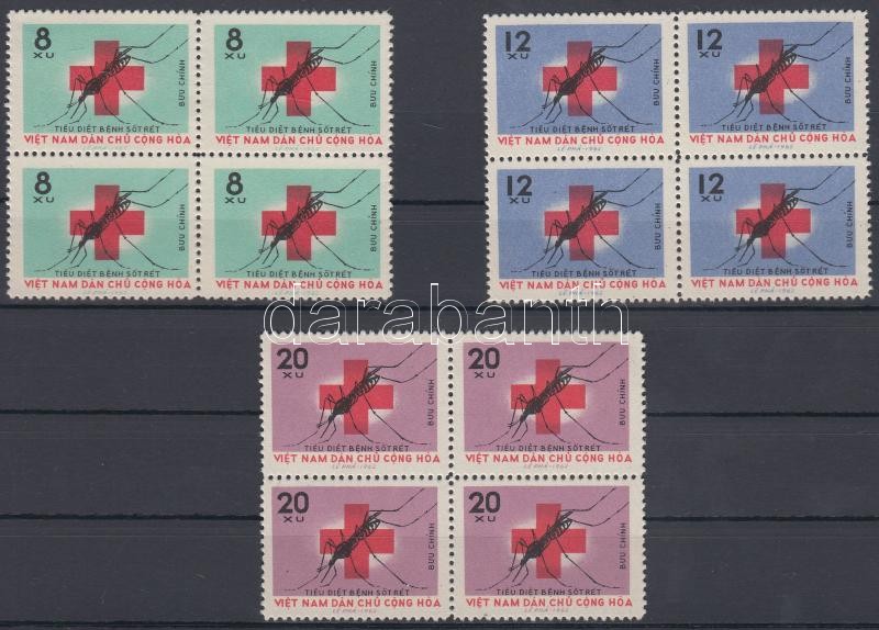 against malaria set block of 4 (5 values hinged), Malária ellenes sor négyestömbökben (5 érték falcos)