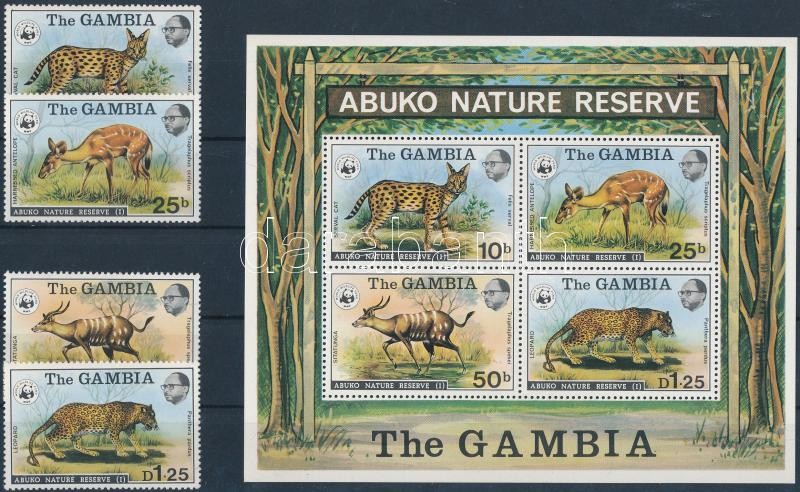 WWF: Abuko Nature Reserve set + block (small gum disturbances), WWF: Abuko Természetvédelmi Terület sor + blokk (apró betapadásnyom)