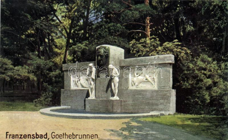 Frantiskovy Lázne, Franzensbad; Goethe fountain, Wiedemann's postkarte Nr. 1894A