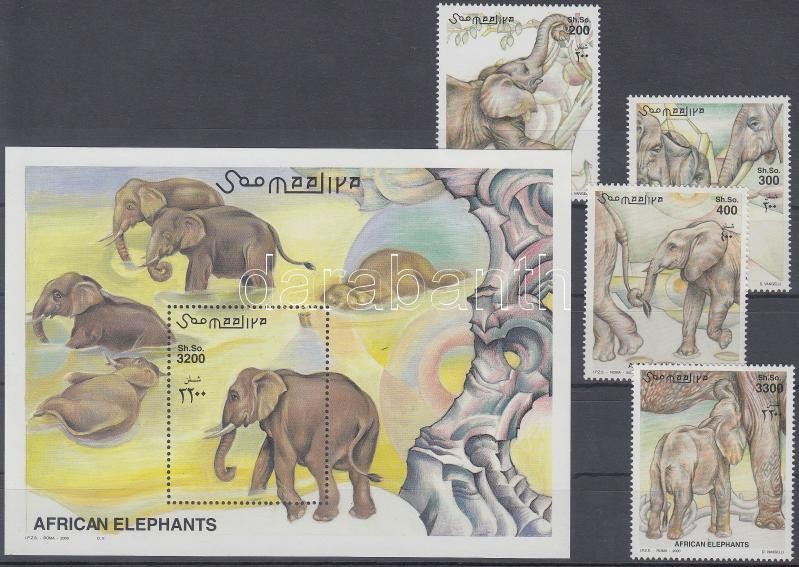 Elephants set + block, Elefántok sor + blokk
