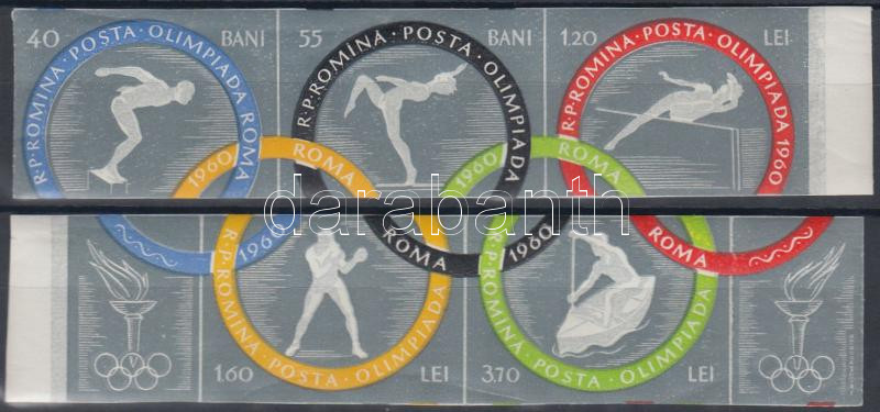 Rome Summer Olympics imperforated set in stripes of 2 and 3, Római nyári olimpia vágott sor kettes és hármascsíkokban