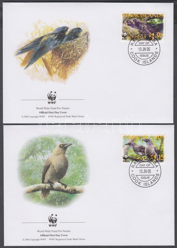 WWF: Birds set on 4 FDC, WWF: Madarak sor 4 db FDC-n