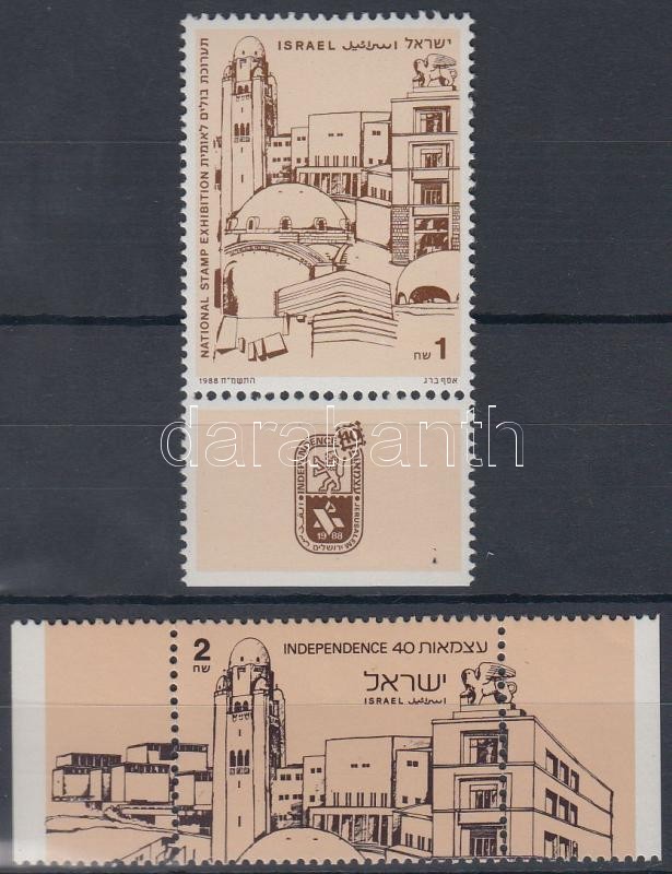 Bélyegkiállítás tabos bélyeg + blokkból kitépett bélyeg, Stamp Exhibition stamp with tab + stamp from block