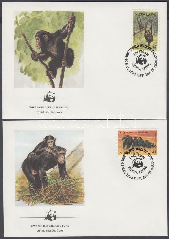 WWF: Csimpánzok sor 4 db FDC-n, WWF: Chimpanzees set on 4 FDC