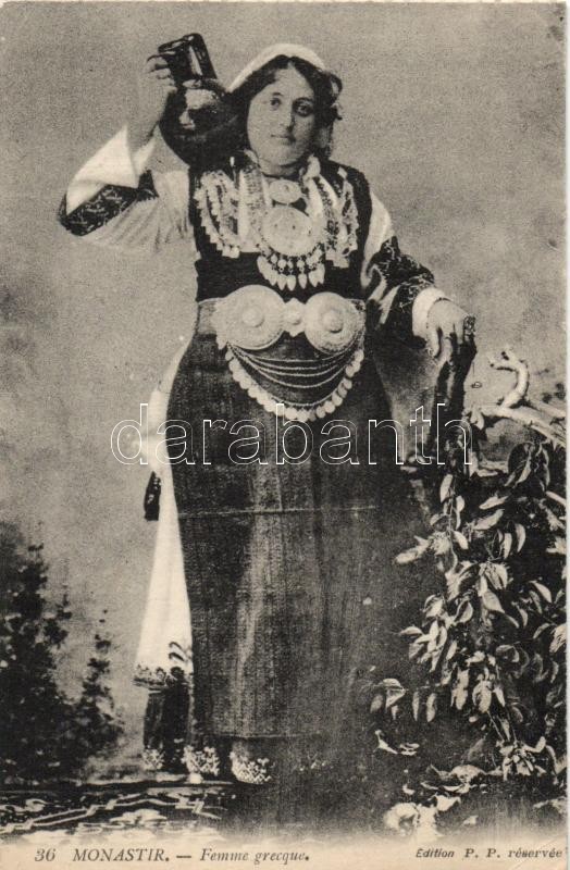 Görög nő Monasztirból, folklór, Greek woman from Monastir, folklore