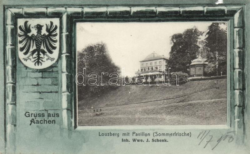 Aachen Lousberg with pavilion, coat of arms