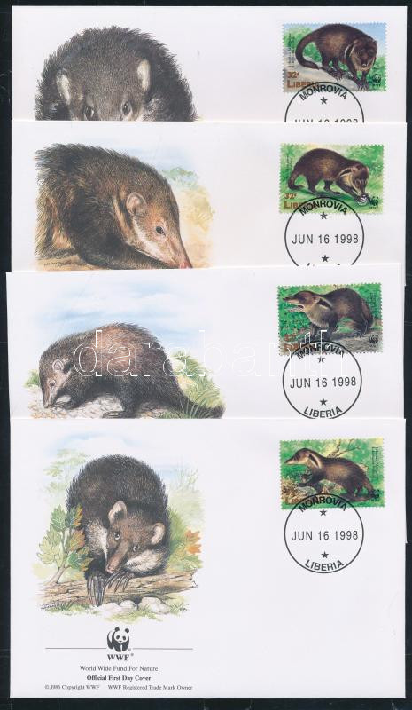 WWF: Libériai mongúz + 4 FDC, WWF: Liberian mongoose + 4 FDC