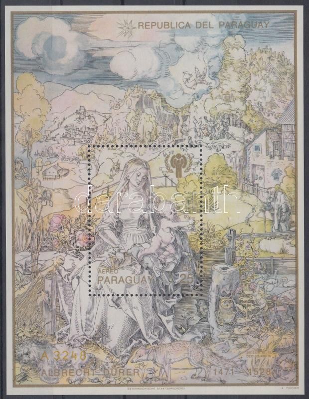 Virgin Mary surrounded by animals, Durer painting block, Szűz Mária állatokkal körülvéve, Dürer festmény blokk