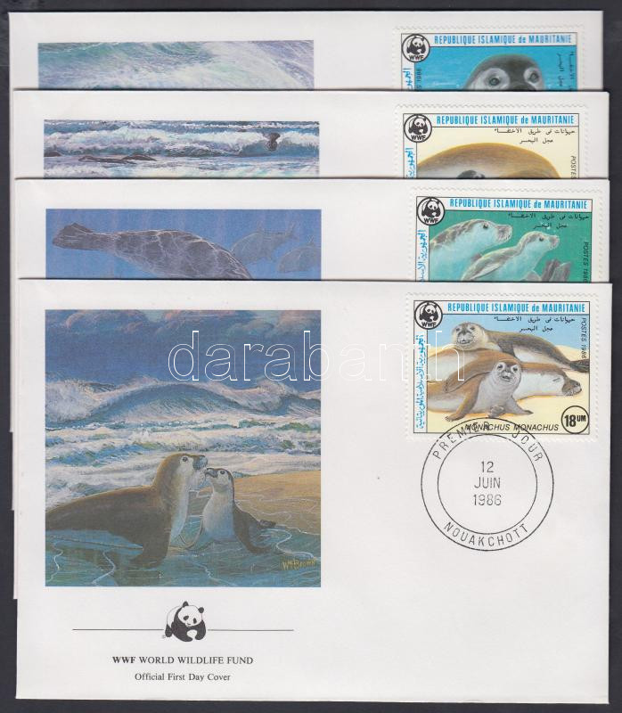 WWF: Seals set on 4 FDC, WWF: Fókák sor 4 db FDC-n