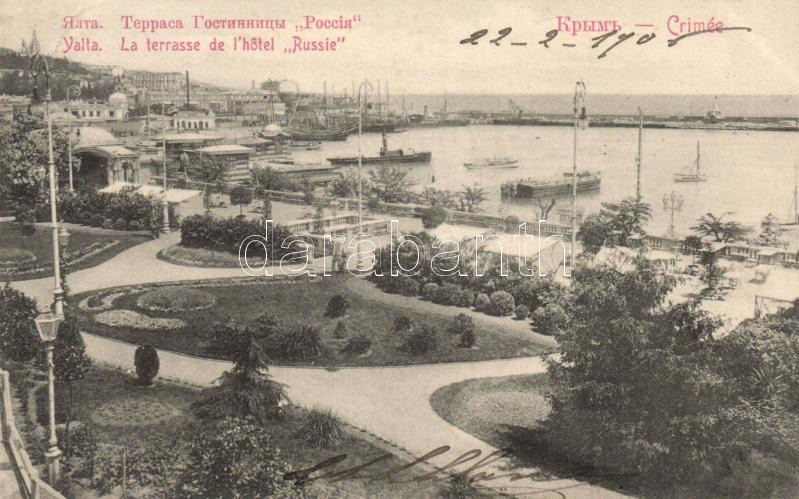 Yalta, Russie Hotel, terrace, ships