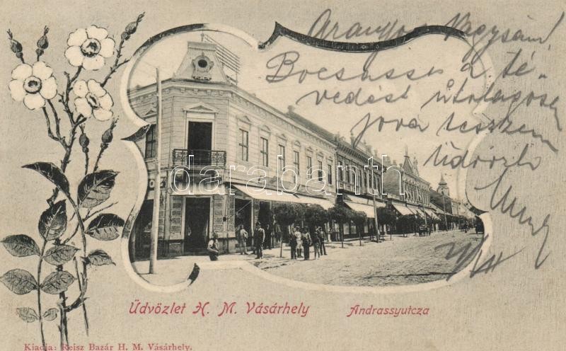 Hódmezővásárhely, Andrássy utca, floral, kiadja Reisz bazár