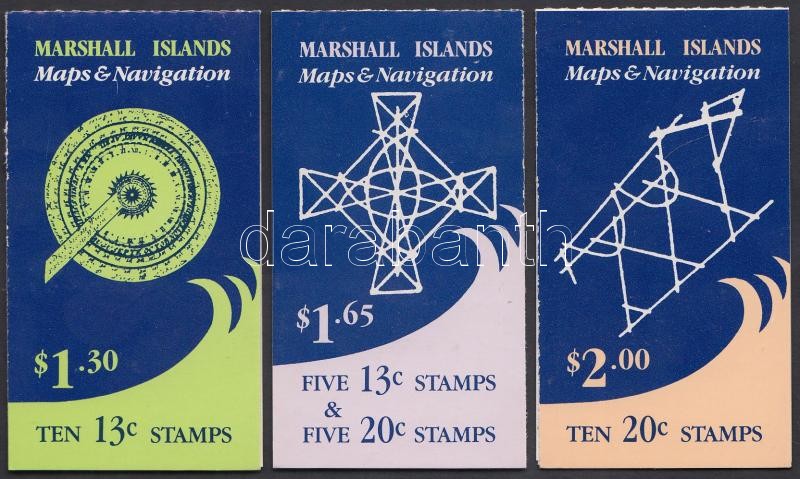 Island maps 3 diff. stamp-booklets, Sziget térképek 3 klf bélyegfüzet