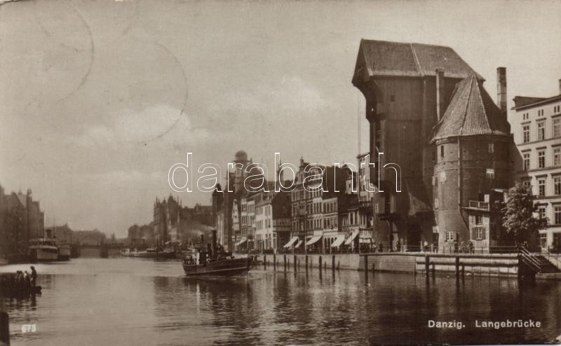 Gdansk, Danzig; Langebrücke / bridge, steamship