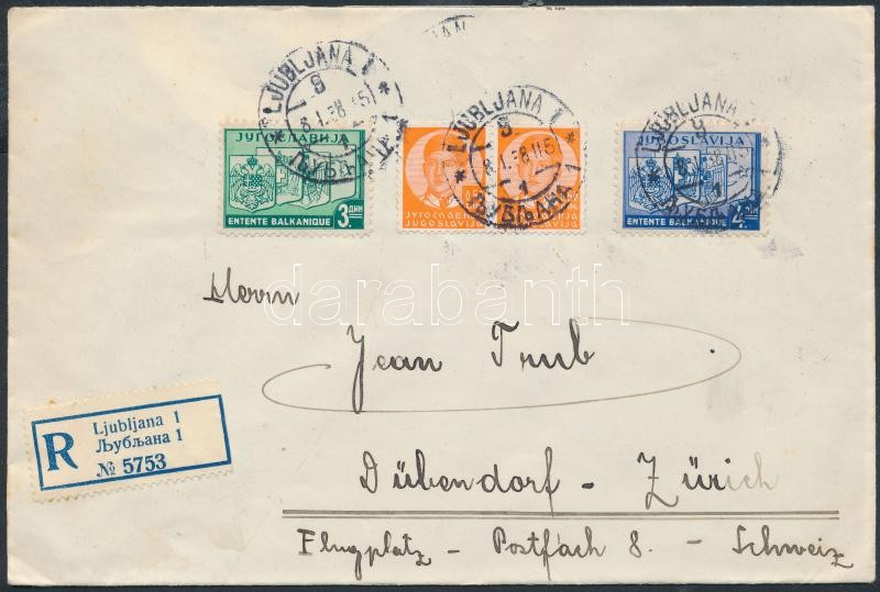 Ajánlott levél Svájcba, Registered cover to Switzerland