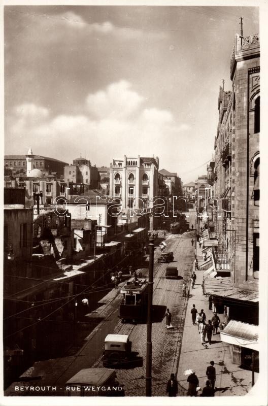 Beirut, Rue Weygand / street, automobiles, trams