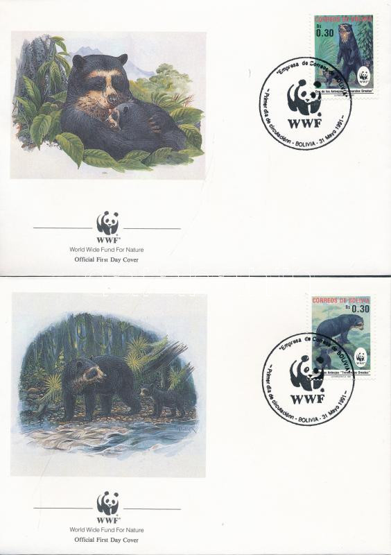 WWF: Bears set on 4 FDC, WWF: Medvék sor 4 db FDC-n