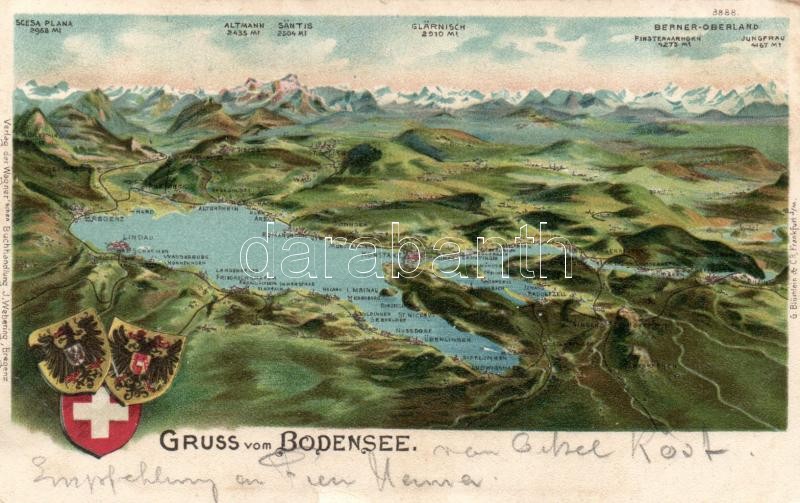 Bodensee map, litho