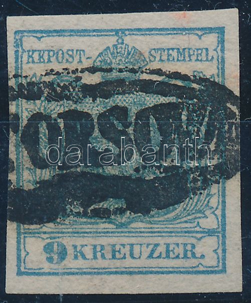 9kr HP I. with nice margins "(ALT) ORSOVA" (Gudlin R), 9kr HP I. jó / szép szélekkel, látványos darab "(ALT) ORSOVA" (Gudlin R)