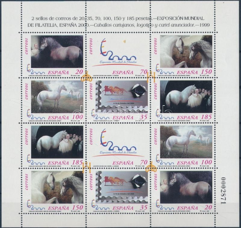 ESPANA International stamp exhibition: horses complete sheet, ESPANA nemzetközi bélyegkiállítás: lovak teljes ív