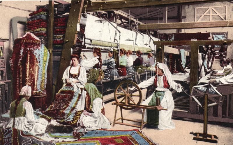 Teppichweberinnen / Carpet weavers, Bosnia, folklore, Boszniai folklór, szőnyegfonók