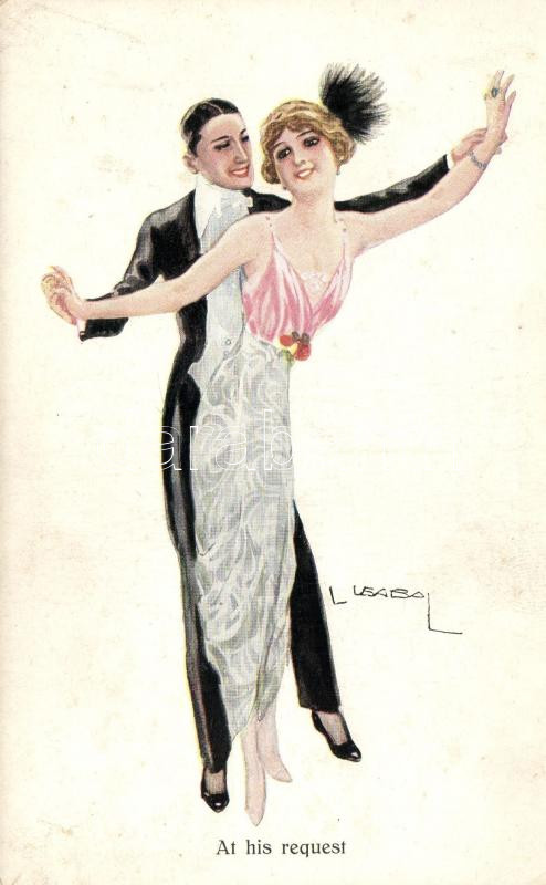 'At his request' Italian art postcard, modern couple E.A.S.B. 103/3. s: Usabal