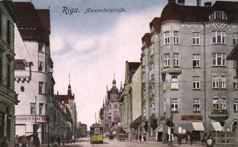 Riga, Alexanderstrasse / Alexander street, tram