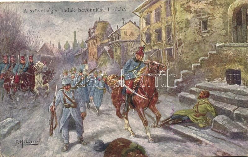 Lodz, a szövetséges hadsereg belépése, I. világháború s: F. Höllerer, Lodz, Entry of the allied army, WWI s: F. Höllerer