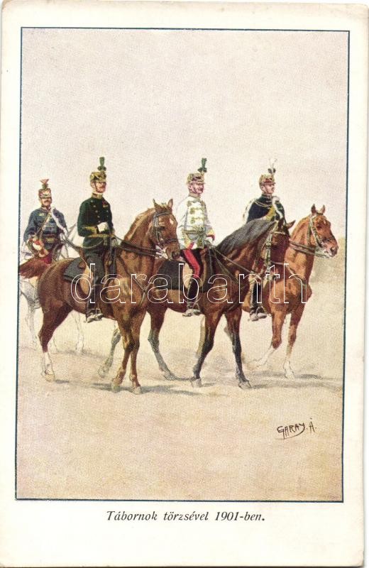 'Honvédség története 1868-1918' s: Garay (ázott), 1901 Hungarian general with his military staff s: Garay (wet damage)