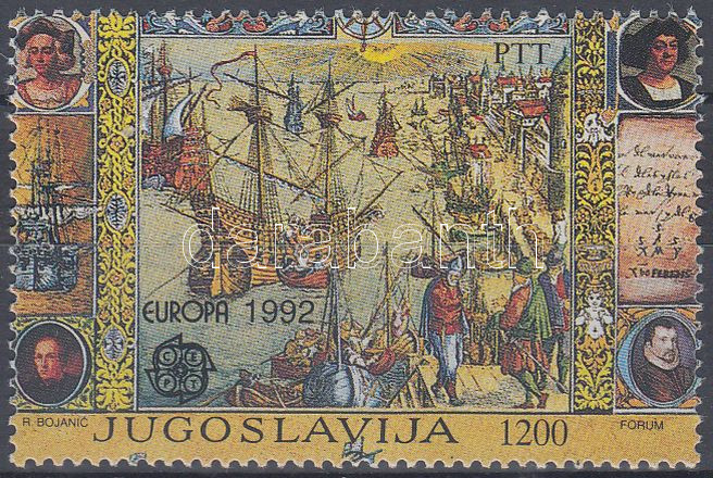 Europe CEPT: Discovery of America stamps from blocks, Europa CEPT: Amerika felfedezése blokkból kitépett bélyeg