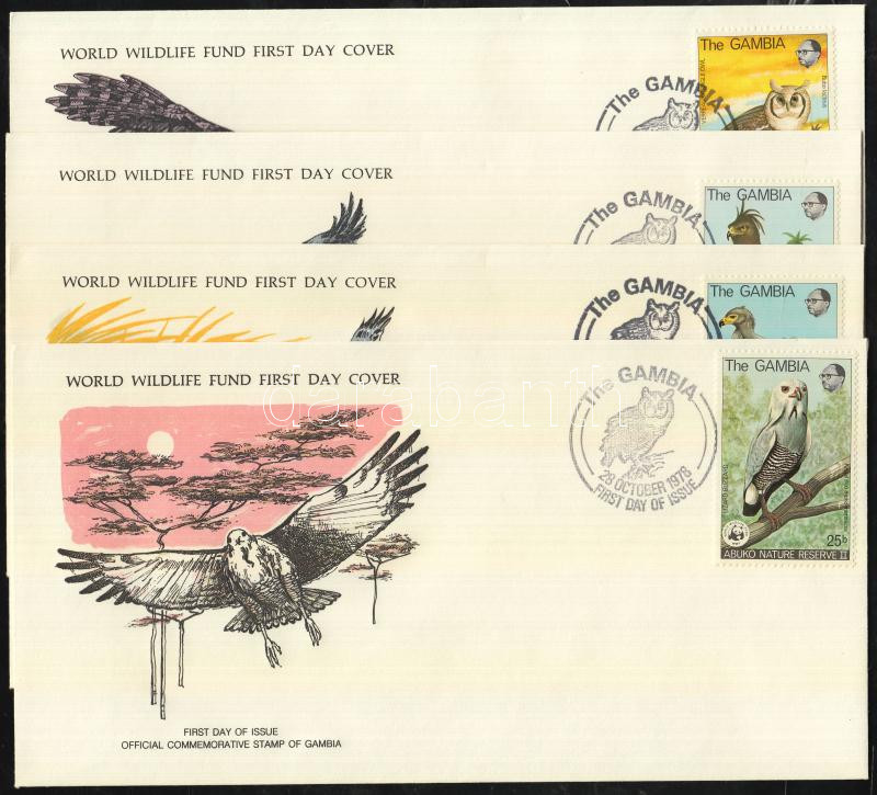 WWF Animals, Abuko national park set on 4 FDC, WWF Állatok, Abuko nemzeti park sor 4 FDC-n