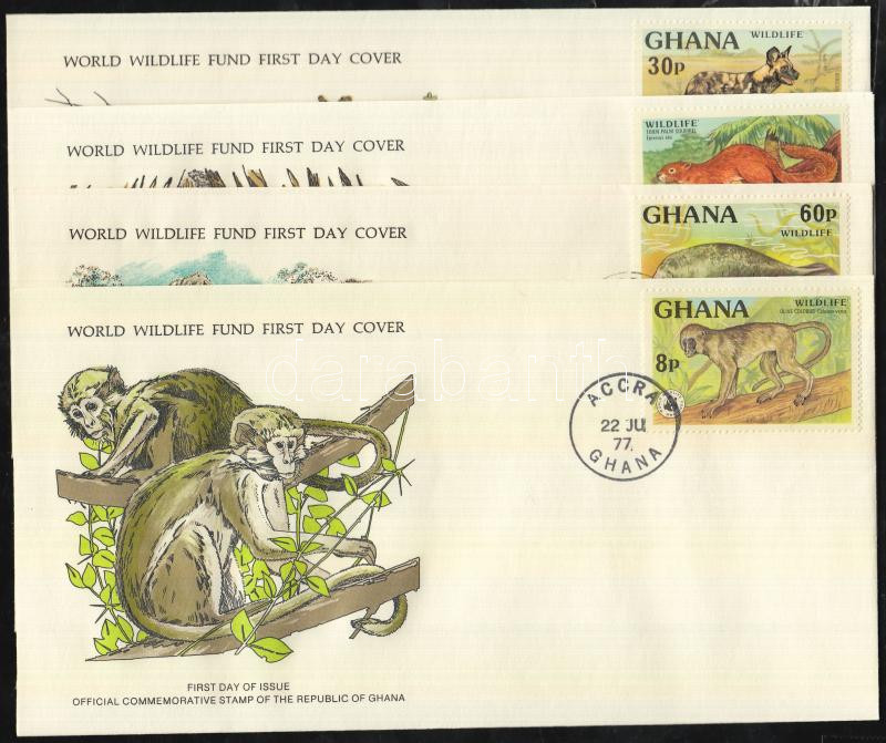 WWF Védett állatok sor 4 FDC-n, WWF protected animals set on 4 FDC