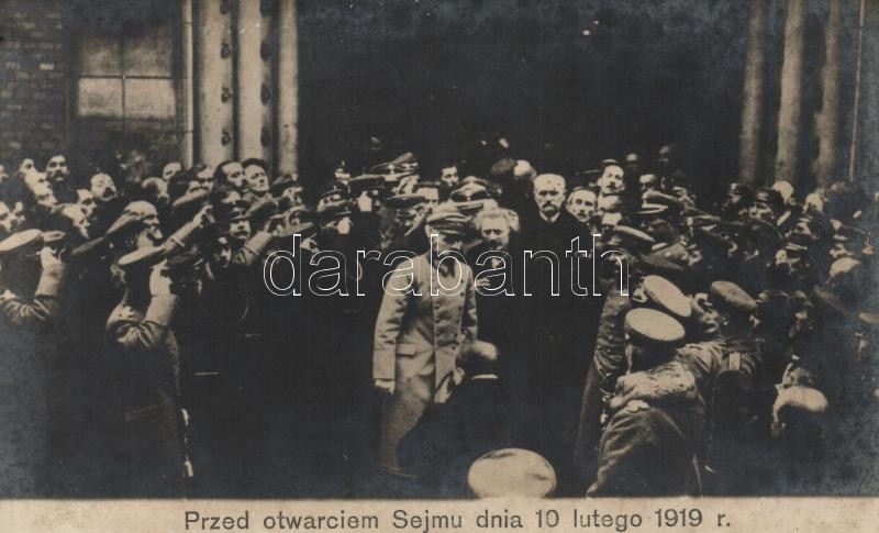 1919 Warsaw, Pilsudski and Paderewski in front of the Sejm building