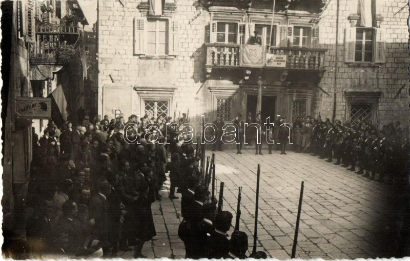 Kotor, Cattaro; ceremony, soldiers, photo
