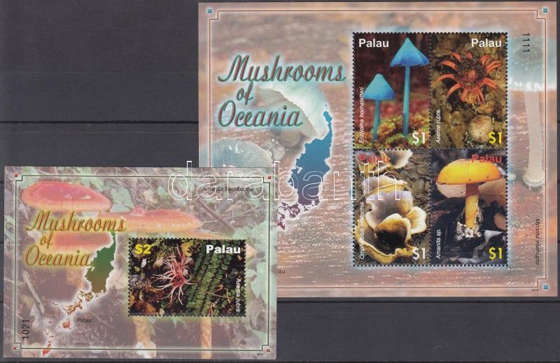 Gombák kisív + blokk, Mushrooms mini sheet + block