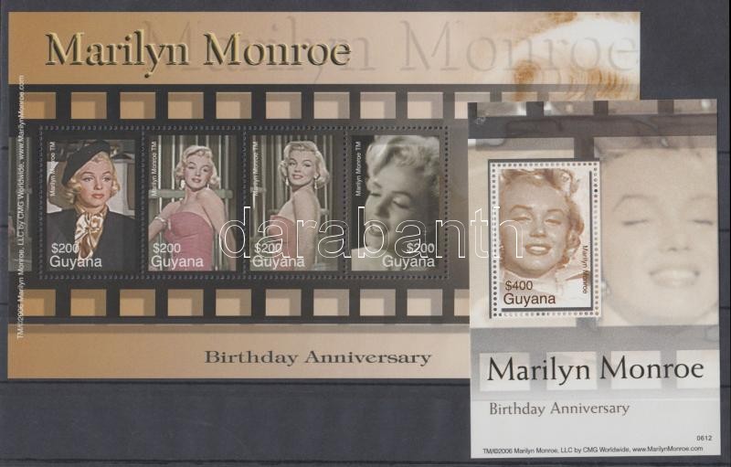 Marilyn Monroe kisív + blokk, Marilyn Monroe minisheet + block