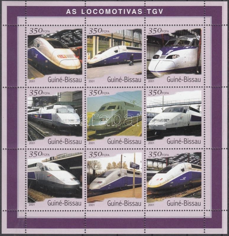 TVG locomotives minisheet, TGV mozdonyok kisív