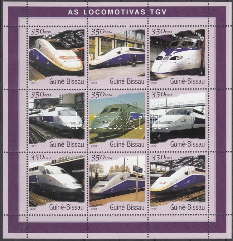 TGV locomotives mini sheet, TGV mozdonyok kisív