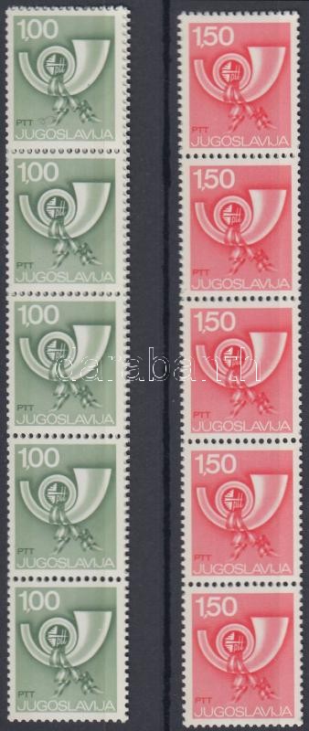 Post Horn set in stripes of 10, Postakürt sor 10-es csíkokban