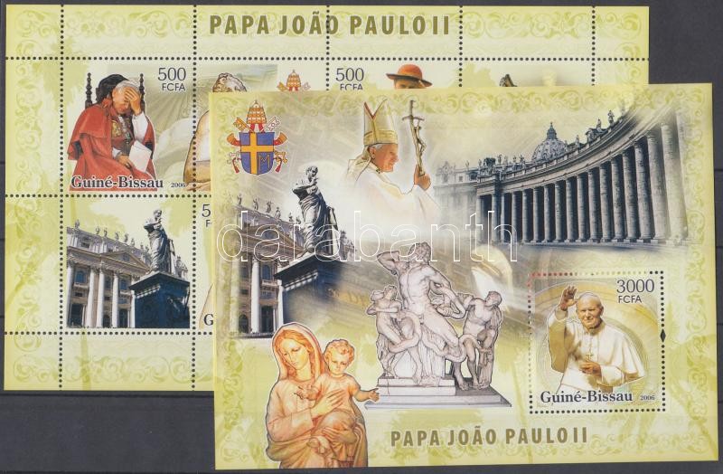 In memoriam Pope Jonh Paul II. mini sheet + block, II. János Pál pápa emlékére kisív + blokk