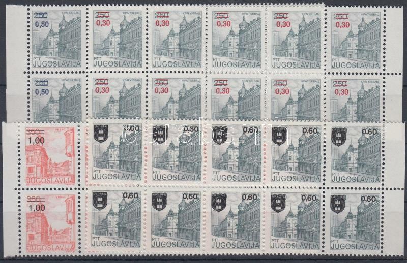 Városok felülnyomott bélyegek tizestömbökben, Towns overprinted stamps in blocks of 10