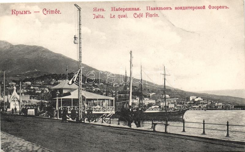 Yalta, quay, Cafe Florin, ship