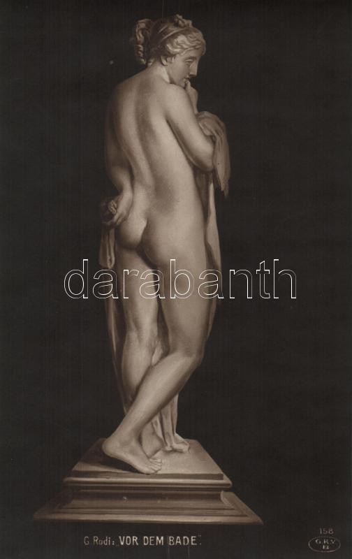 'Vor dem Bade' by G. Rodi, Erotic nude sculpture