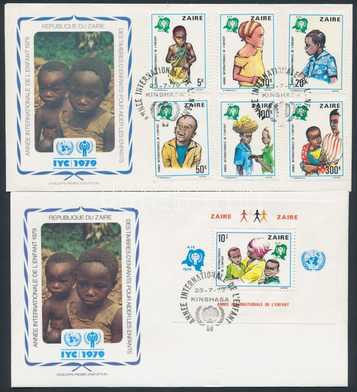 Nemzetközi Gyermekév sor + blokk 2 FDC, International Children's Year set + block on 2 FDC