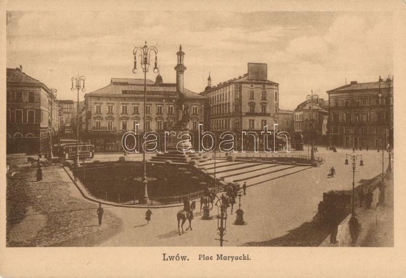 Lviv, Lwów, Lemberg; plac Maryacki / square, tram