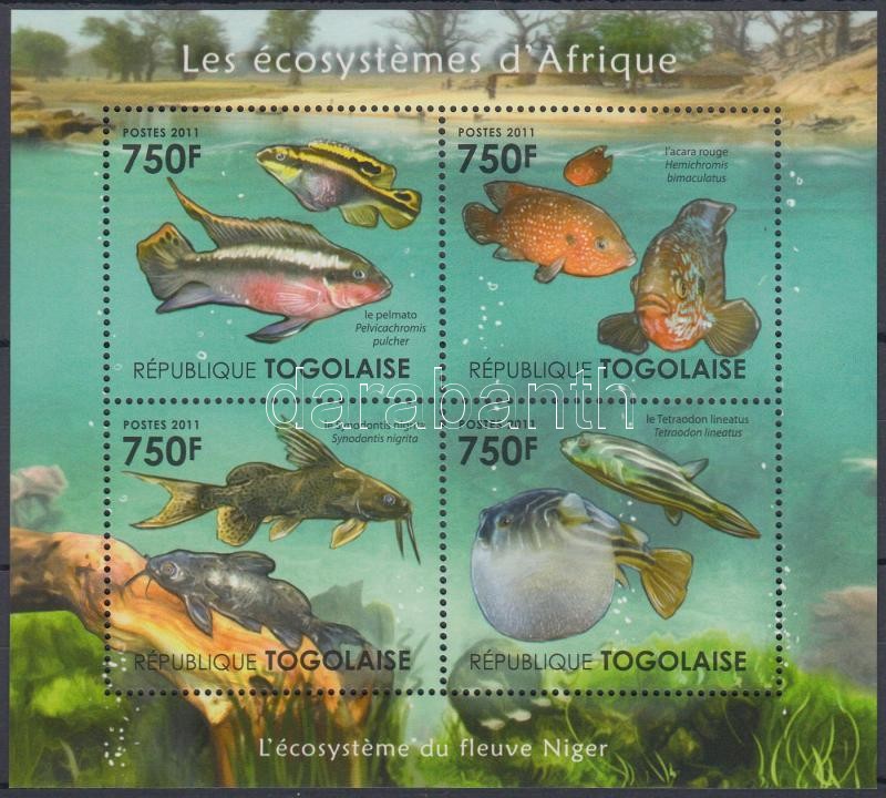 Afrikai élővilág - halak kisív, African wildlife - fish mini sheet