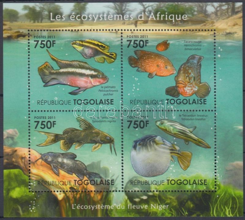 African wildlife - fishes minisheet, Afrikai élővilág - halak kisív