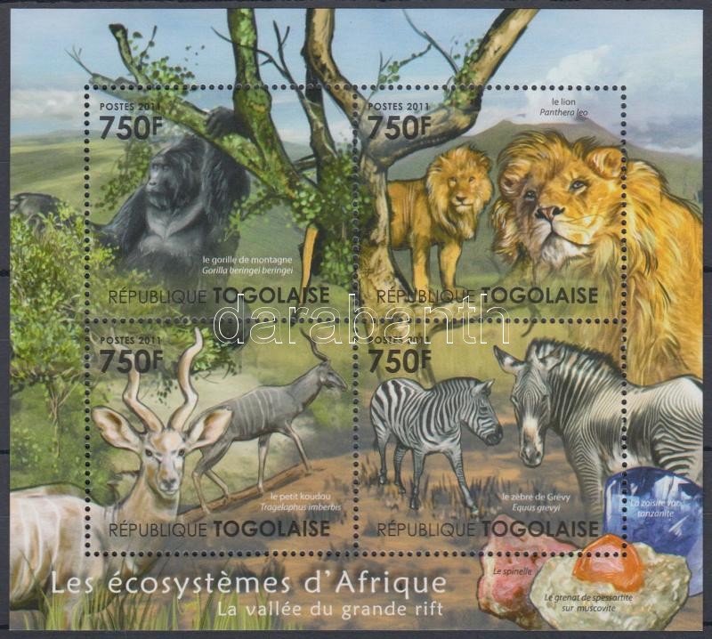 Afrikai élővilág - emlős állatok kisív, African wildlife - mammals minisheet