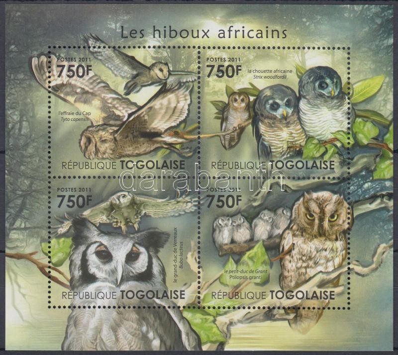 Afrikai baglyok kisív, African owls minisheet
