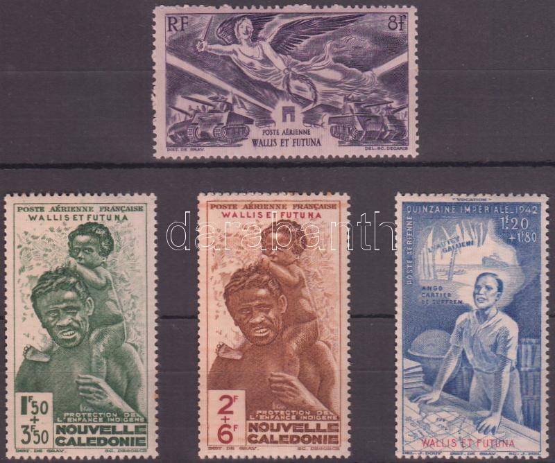 1942-1946 4 db bélyeg, közte sorral, 1942-1946 4 stamps with set