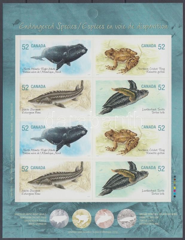 Endangered species stamp foil imperforated self-adhesive stamps, Veszélyeztetett állatok bélyegfólia vágott öntapadós bélyegekkel